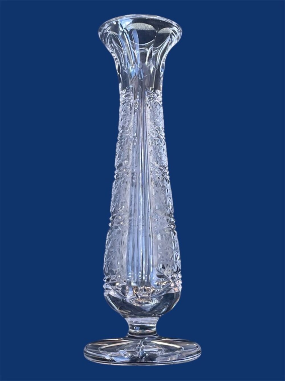 Vintage Lausitzer Hand-Cut Lead Crystal Bud Vase Germany Clear